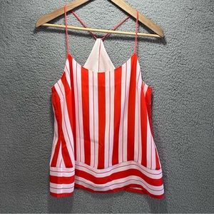 Banana Republic Tank Top Women Size 6 Orange and White Stripes Spaghetti Straps